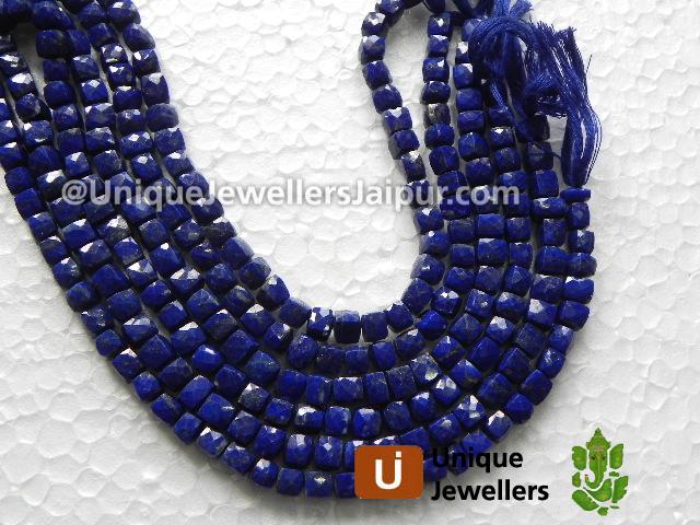 Lapis Far Faceted Cube Beads